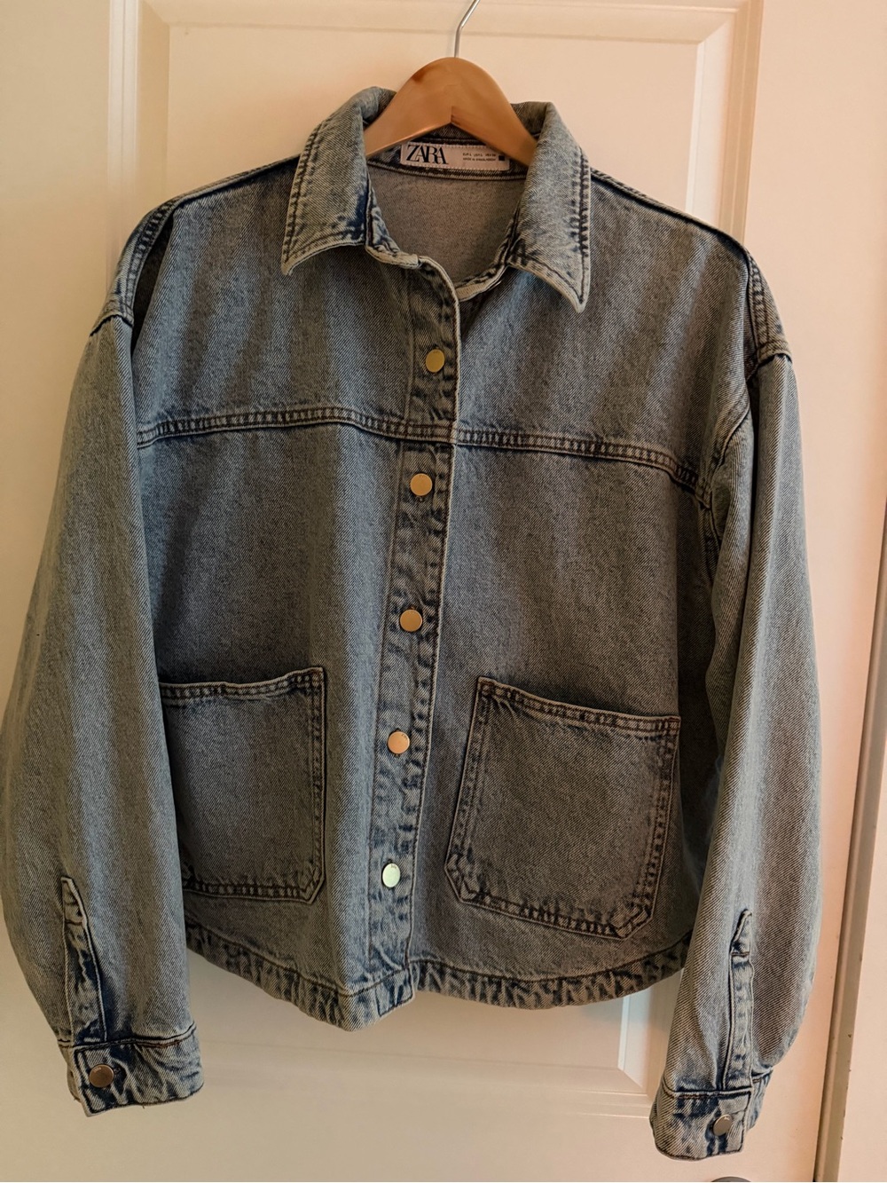 Zara Washed Denim Jacket in Light Blue